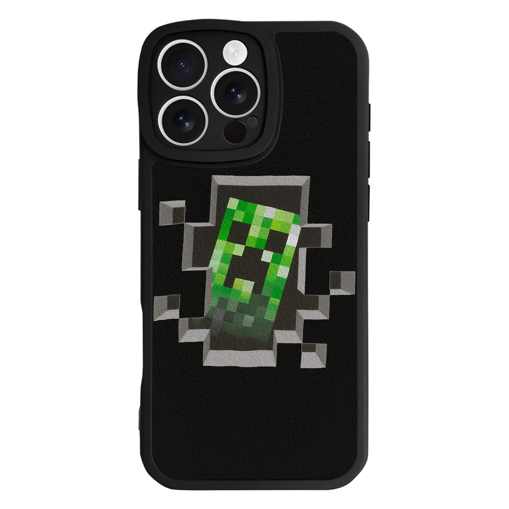 （画像用） マインクラフト ブロックの世界 Minecraft MC Block world 【iPhone 16シリーズ対応】シリコンスマホケース（レザー調） 材質：シリコン